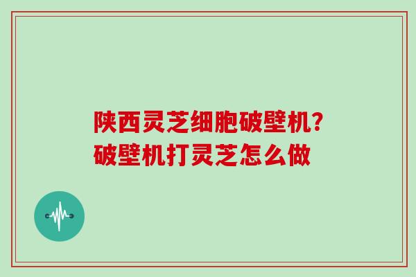 陕西灵芝细胞破壁机？破壁机打灵芝怎么做