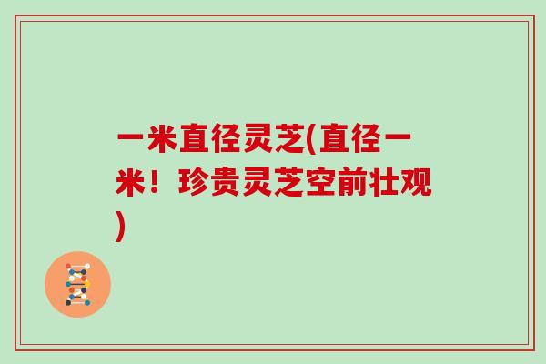 一米直径灵芝(直径一米！珍贵灵芝空前壮观)