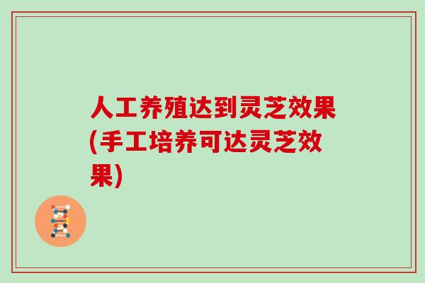 人工养殖达到灵芝效果(手工培养可达灵芝效果)