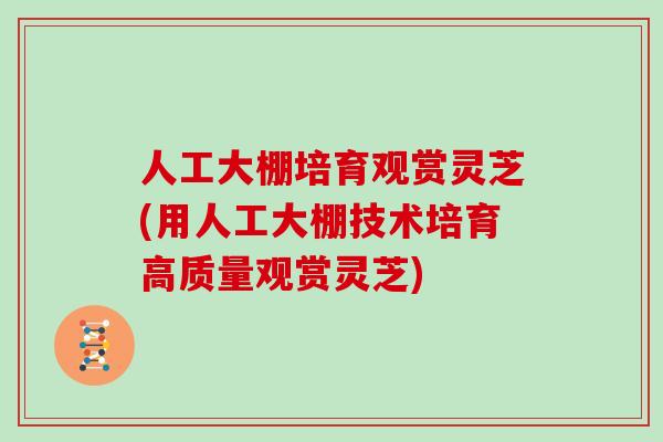 人工大棚培育观赏灵芝(用人工大棚技术培育高质量观赏灵芝)