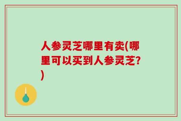 人参灵芝哪里有卖(哪里可以买到人参灵芝？)