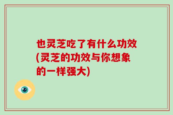 也灵芝吃了有什么功效(灵芝的功效与你想象的一样强大)