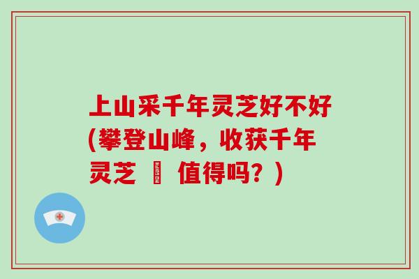 上山采千年灵芝好不好(攀登山峰，收获千年灵芝 – 值得吗？)