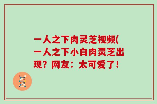 一人之下肉灵芝视频(一人之下小白肉灵芝出现？网友：太可爱了！