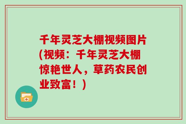 千年灵芝大棚视频图片(视频：千年灵芝大棚惊艳世人，草药农民创业致富！)