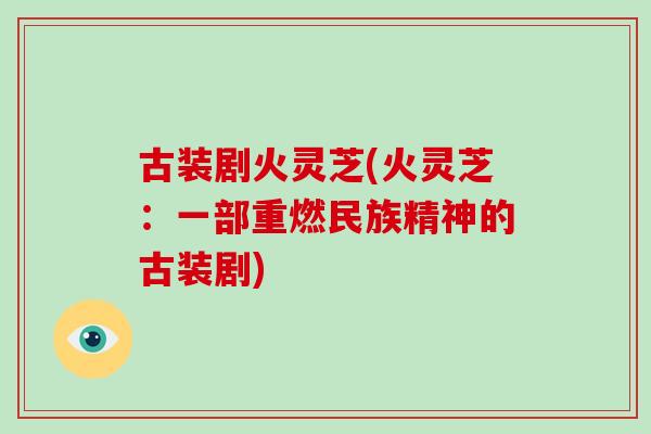 古装剧火灵芝(火灵芝：一部重燃民族精神的古装剧)