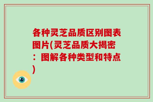 各种灵芝品质区别图表图片(灵芝品质大揭密：图解各种类型和特点)