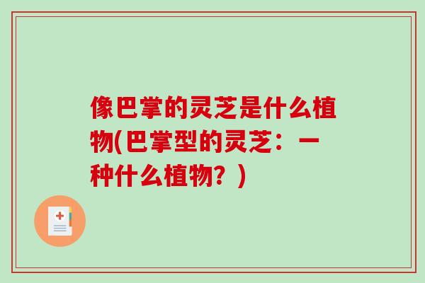 像巴掌的灵芝是什么植物(巴掌型的灵芝：一种什么植物？)