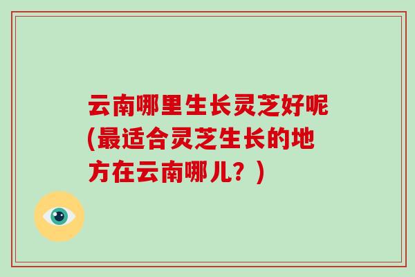 云南哪里生长灵芝好呢(适合灵芝生长的地方在云南哪儿？)