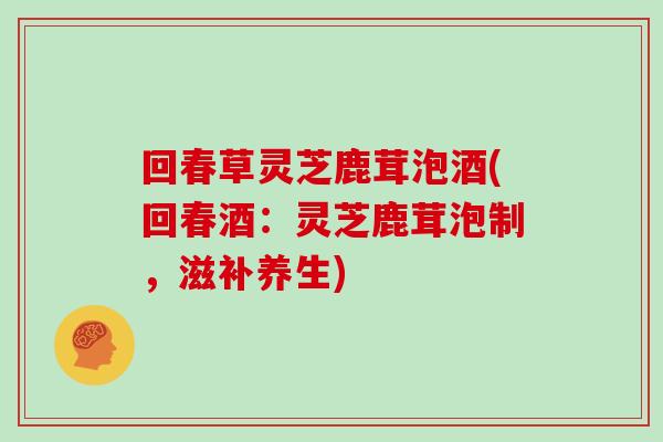 回春草灵芝鹿茸泡酒(回春酒：灵芝鹿茸泡制，滋补养生)