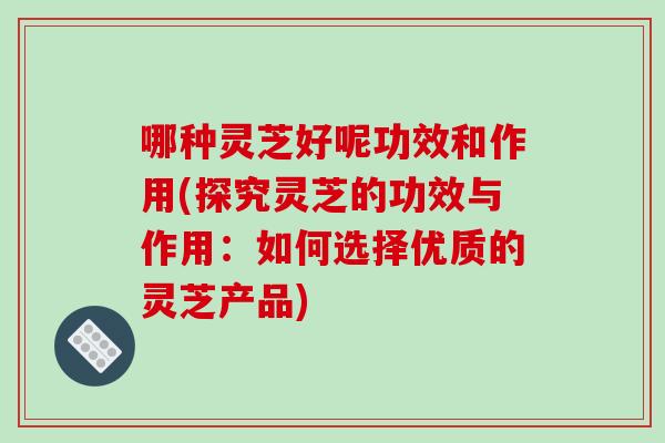 哪种灵芝好呢功效和作用(探究灵芝的功效与作用：如何选择优质的灵芝产品)