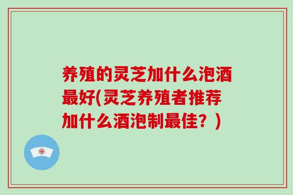 养殖的灵芝加什么泡酒好(灵芝养殖者推荐加什么酒泡制佳？)