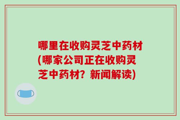 哪里在收购灵芝材(哪家公司正在收购灵芝材？新闻解读)