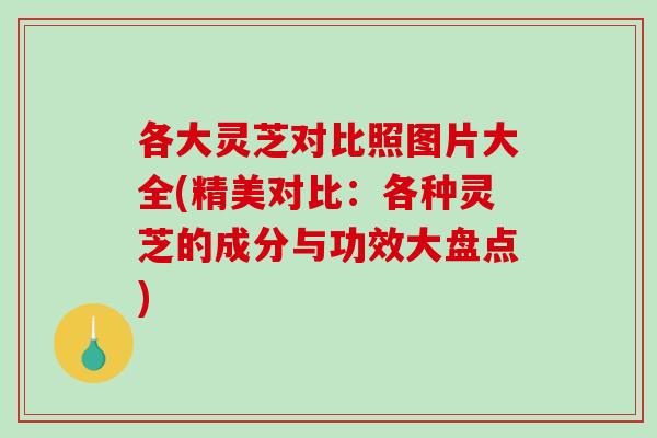 各大灵芝对比照图片大全(精美对比：各种灵芝的成分与功效大盘点)