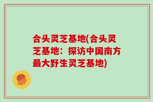 合头灵芝基地(合头灵芝基地：探访中国南方大野生灵芝基地)
