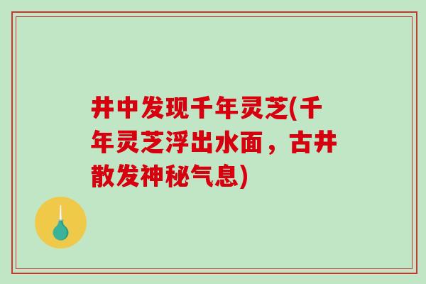 井中发现千年灵芝(千年灵芝浮出水面，古井散发神秘气息)
