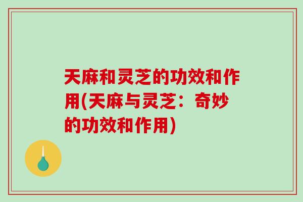 天麻和灵芝的功效和作用(天麻与灵芝：奇妙的功效和作用)