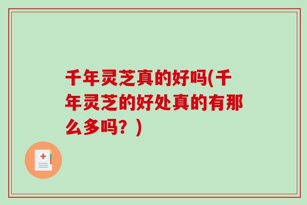 千年灵芝真的好吗(千年灵芝的好处真的有那么多吗？)