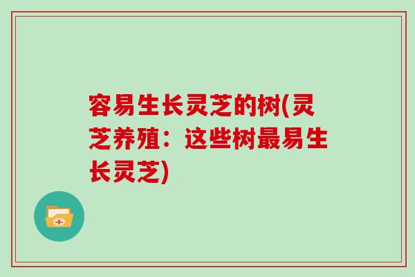容易生长灵芝的树(灵芝养殖：这些树易生长灵芝)