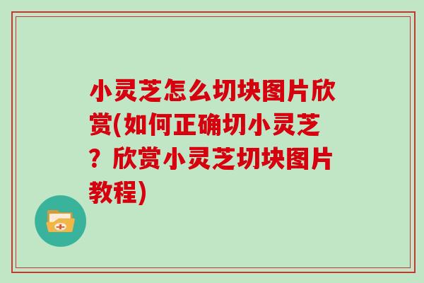 小灵芝怎么切块图片欣赏(如何正确切小灵芝？欣赏小灵芝切块图片教程)