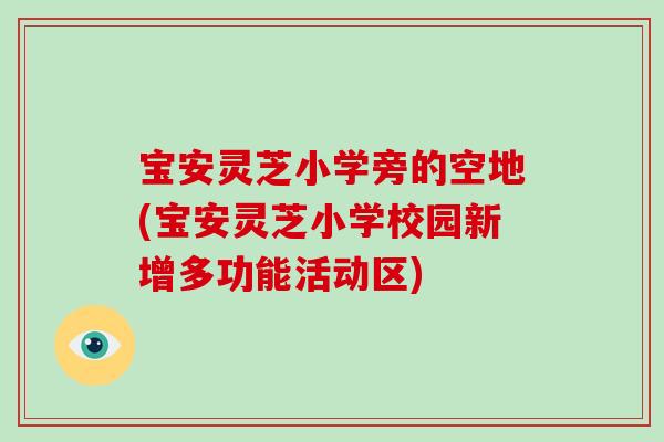 宝安灵芝小学旁的空地(宝安灵芝小学校园新增多功能活动区) 宝安灵芝小学旁的空地(宝安灵芝小学校园新增多功能活动区)