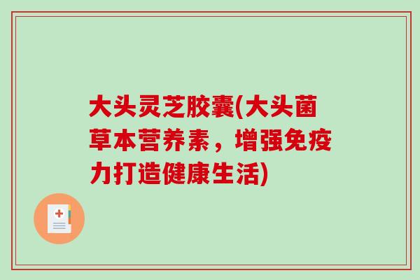 大头灵芝胶囊(大头菌草本营养素,增强免疫力打造健康生活) 大头灵芝胶囊(大头菌草本营养素,增强免疫力打造健康生活)