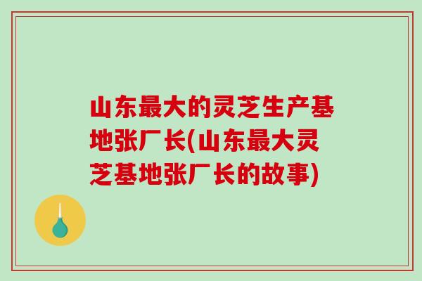 山东大的灵芝生产基地张厂长(山东大灵芝基地张厂长的故事)