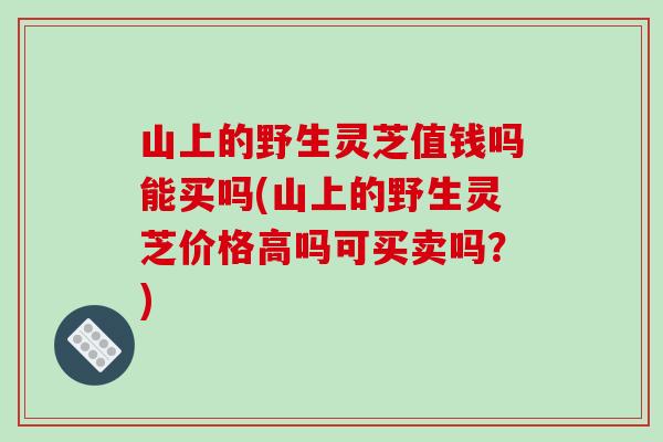 山上的野生灵芝值钱吗能买吗(山上的野生灵芝价格高吗可买卖吗？)
