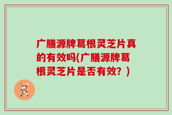 广膳源牌葛根灵芝片真的有效吗(广膳源牌葛根灵芝片是否有效？)