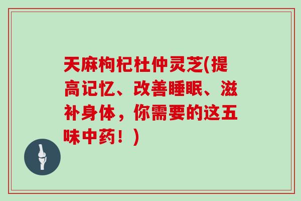 天麻枸杞杜仲灵芝(提高记忆、改善、滋补身体,你需要的这五味!) 天麻枸杞杜仲灵芝(提高记忆、改善、滋补身体,你需要的这五味!)