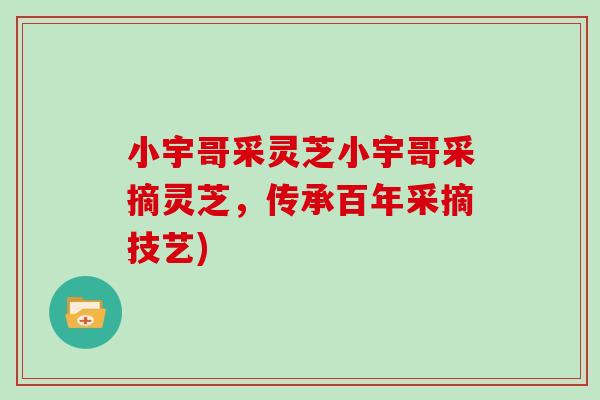 小宇哥采灵芝小宇哥采摘灵芝,传承百年采摘技艺) 小宇哥采灵芝小宇哥采摘灵芝,传承百年采摘技艺)