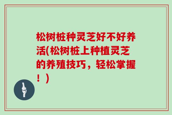松树桩种灵芝好不好养活(松树桩上种植灵芝的养殖技巧，轻松掌握！)