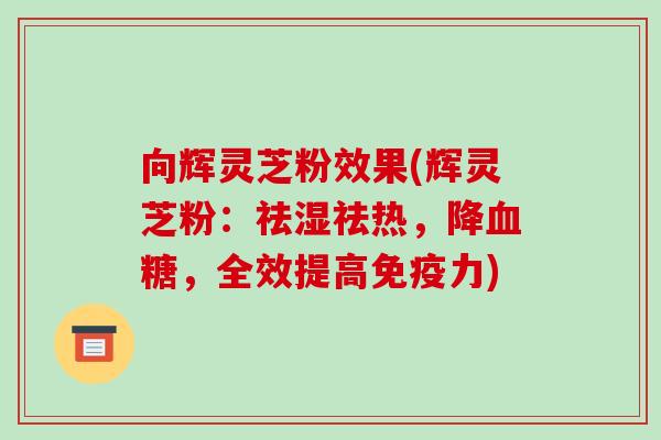 向辉灵芝粉效果(辉灵芝粉：祛湿祛热，降，全效提高免疫力)