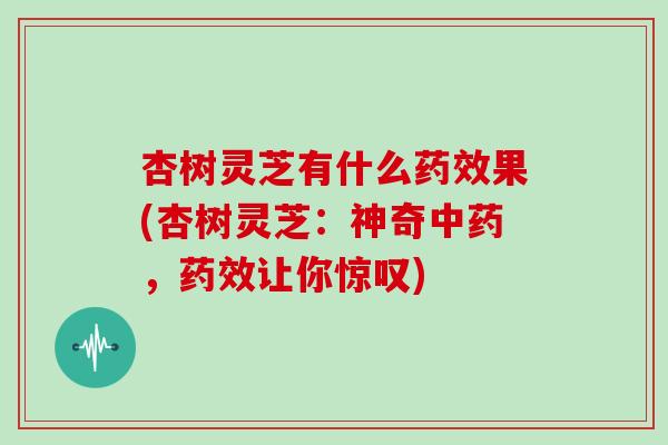 杏树灵芝有什么果(杏树灵芝：神奇，让你惊叹)