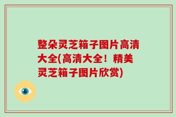 整朵灵芝箱子图片高清大全(高清大全！精美灵芝箱子图片欣赏)