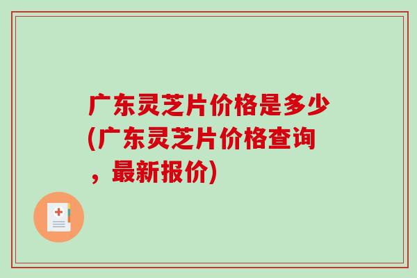 广东灵芝片价格是多少(广东灵芝片价格查询，新报价)