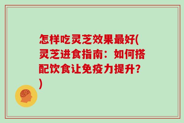 怎样吃灵芝效果好(灵芝进食指南：如何搭配饮食让免疫力提升？)