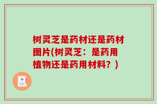 树灵芝是药材还是药材图片(树灵芝:是药用植物还是药用材料?) 树灵芝是药材还是药材图片(树灵芝:是药用植物还是药用材料?)