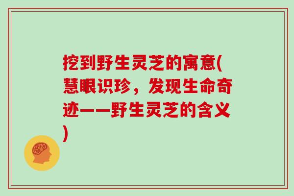 挖到野生灵芝的寓意(慧眼识珍,发现生命奇迹——野生灵芝的含义) 挖到野生灵芝的寓意(慧眼识珍,发现生命奇迹——野生灵芝的含义)