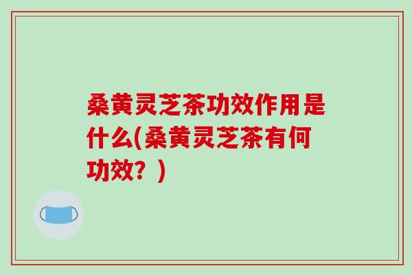 桑黄灵芝茶功效作用是什么(桑黄灵芝茶有何功效?) 桑黄灵芝茶功效作用是什么(桑黄灵芝茶有何功效?)