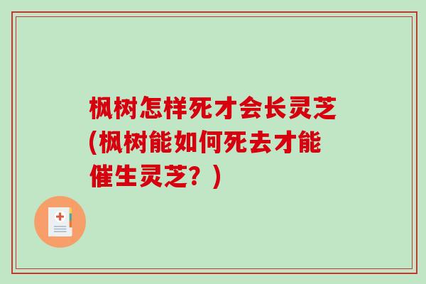 枫树怎样死才会长灵芝(枫树能如何死去才能催生灵芝?) 枫树怎样死才会长灵芝(枫树能如何死去才能催生灵芝?)