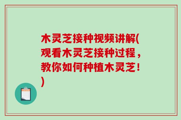木灵芝接种视频讲解(观看木灵芝接种过程，教你如何种植木灵芝！)
