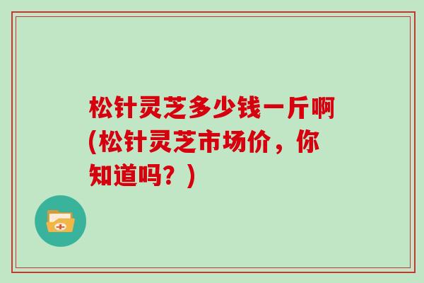 松针灵芝多少钱一斤啊(松针灵芝市场价，你知道吗？)