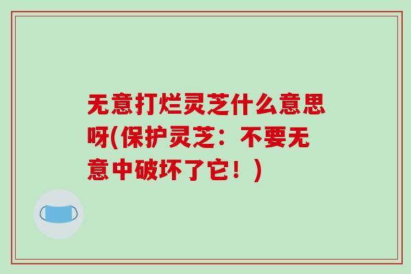 无意打烂灵芝什么意思呀(保护灵芝:不要无意中破坏了它!) 无意打烂灵芝什么意思呀(保护灵芝:不要无意中破坏了它!)