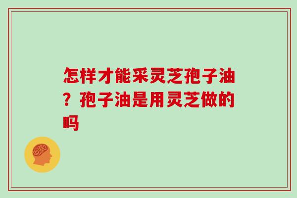 怎样才能采灵芝孢子油？孢子油是用灵芝做的吗
