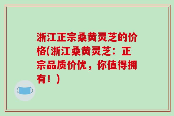 浙江正宗桑黄灵芝的价格(浙江桑黄灵芝：正宗品质价优，你值得拥有！)