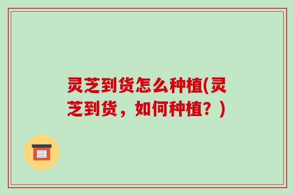 灵芝到货怎么种植(灵芝到货,如何种植?) 灵芝到货怎么种植(灵芝到货,如何种植?)