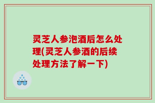 灵芝人参泡酒后怎么处理(灵芝人参酒的后续处理方法了解一下)
