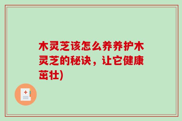 木灵芝该怎么养养护木灵芝的秘诀，让它健康茁壮)