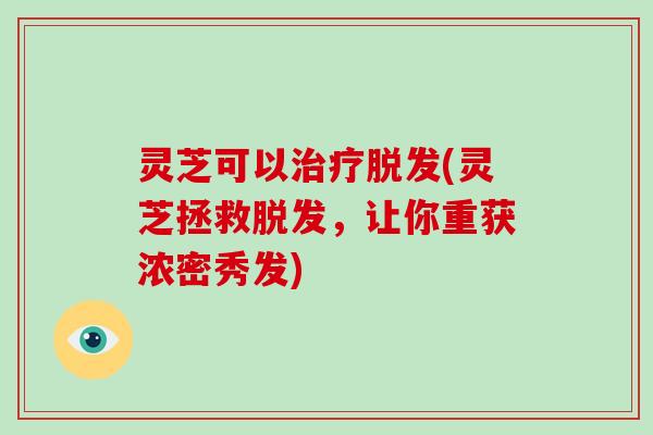 灵芝可以(灵芝拯救,让你重获浓密秀发) 灵芝可以(灵芝拯救,让你重获浓密秀发)